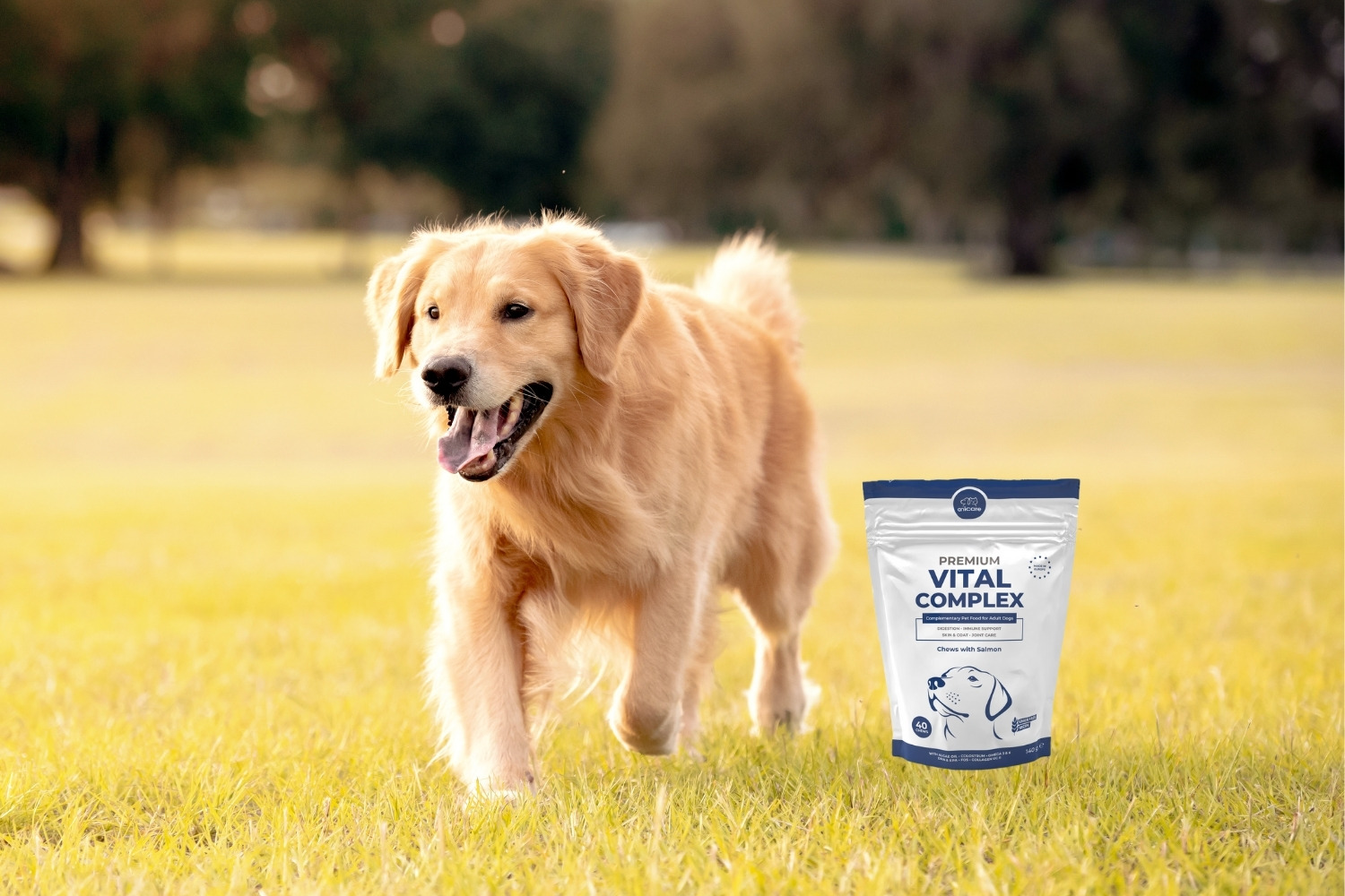 Anicare's Premium Vital Complex imballaggio e un cane